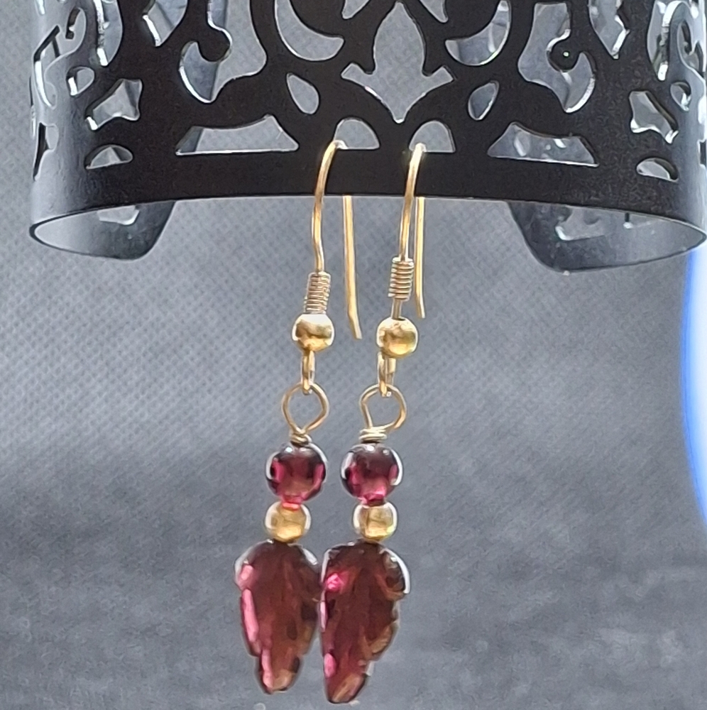 Vintage Silver and Burgundy-Purple Drop Earrings